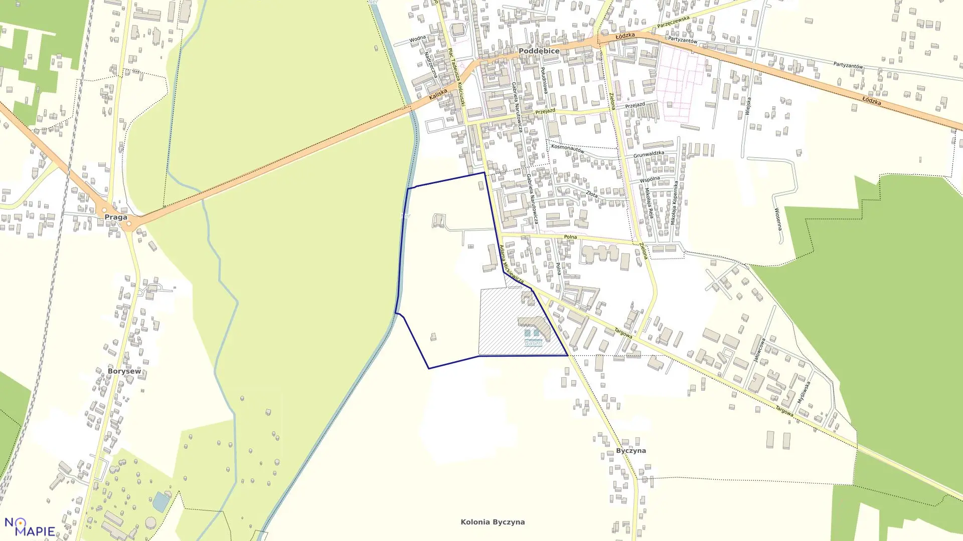 Mapa obrębu 6 w gminie Poddębice