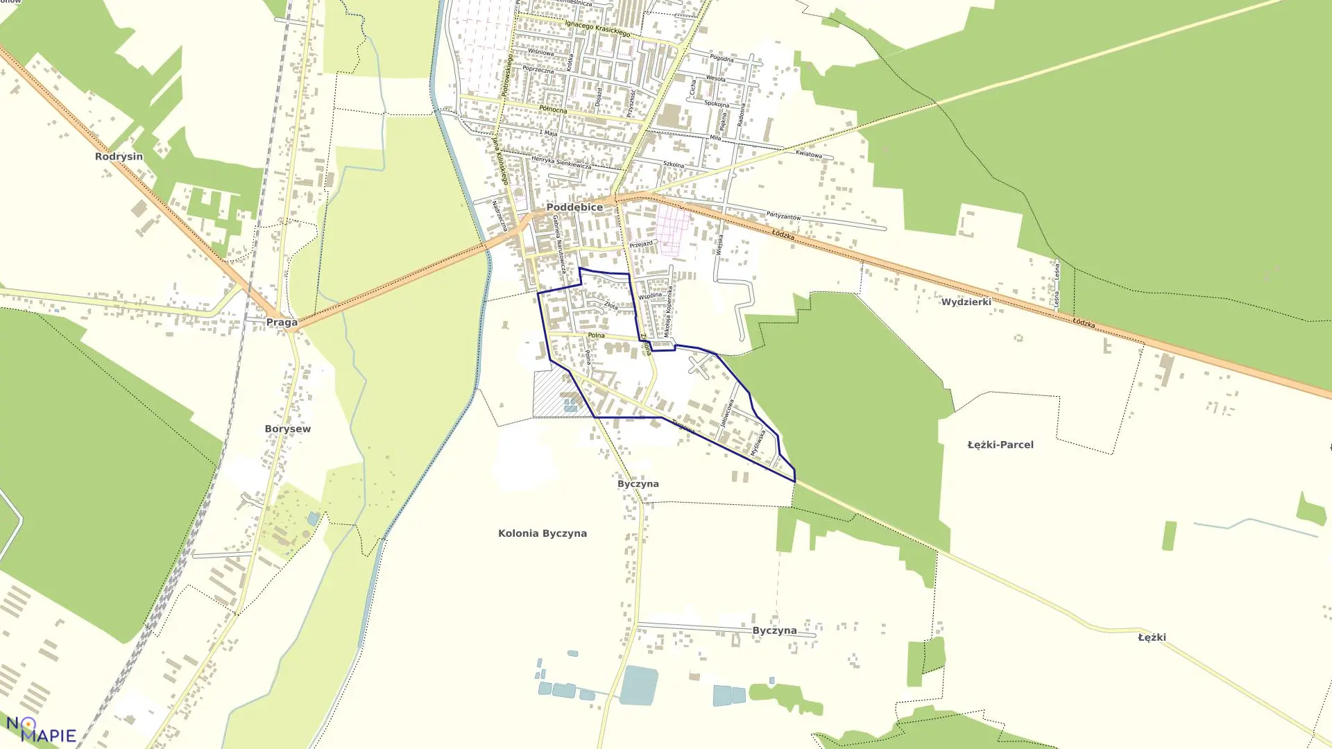 Mapa obrębu 7 w gminie Poddębice