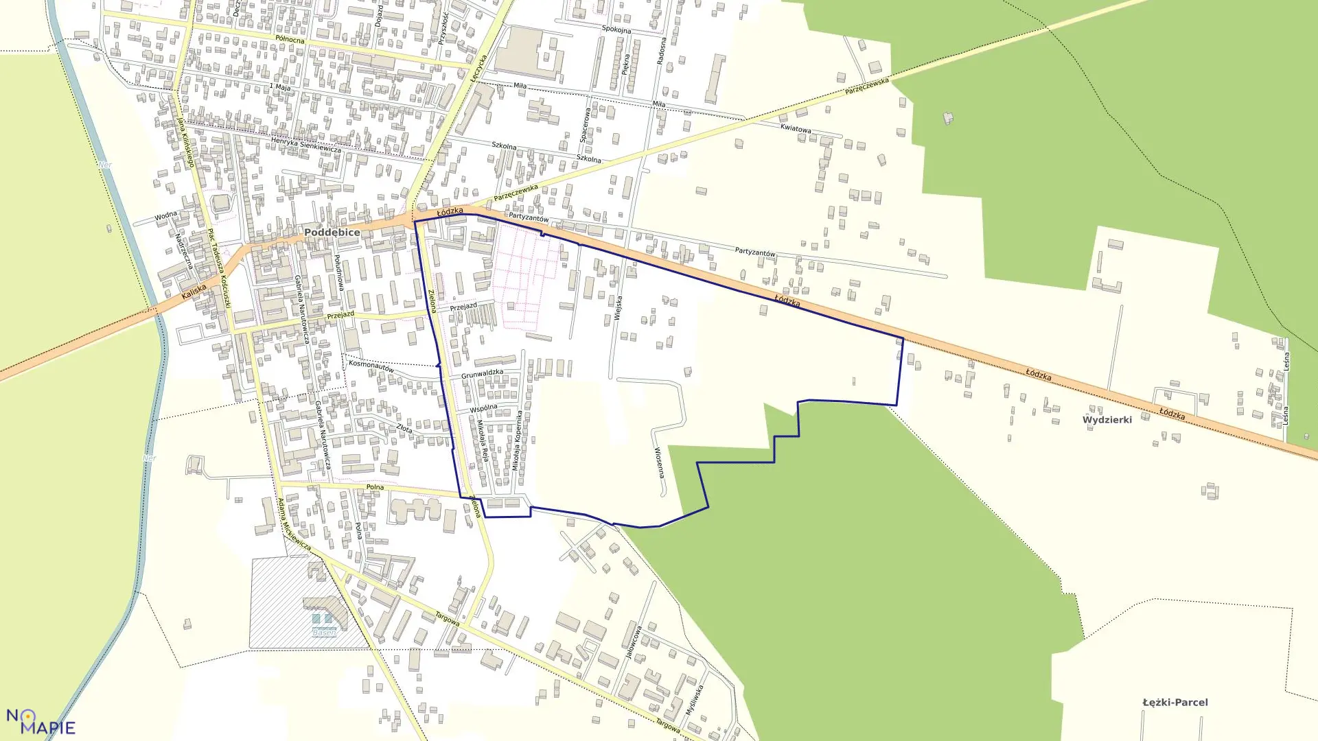 Mapa obrębu 8 w gminie Poddębice