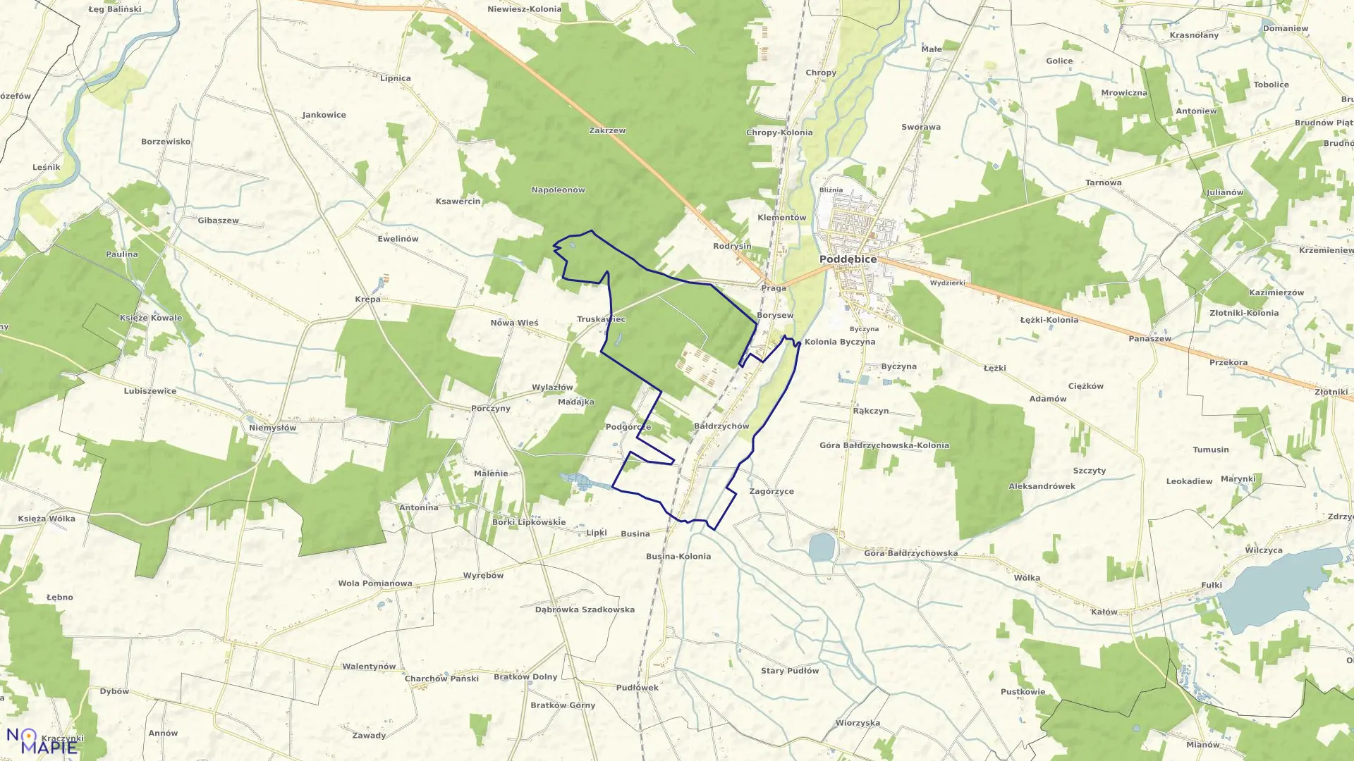 Mapa obrębu BAŁDRZYCHÓW w gminie Poddębice