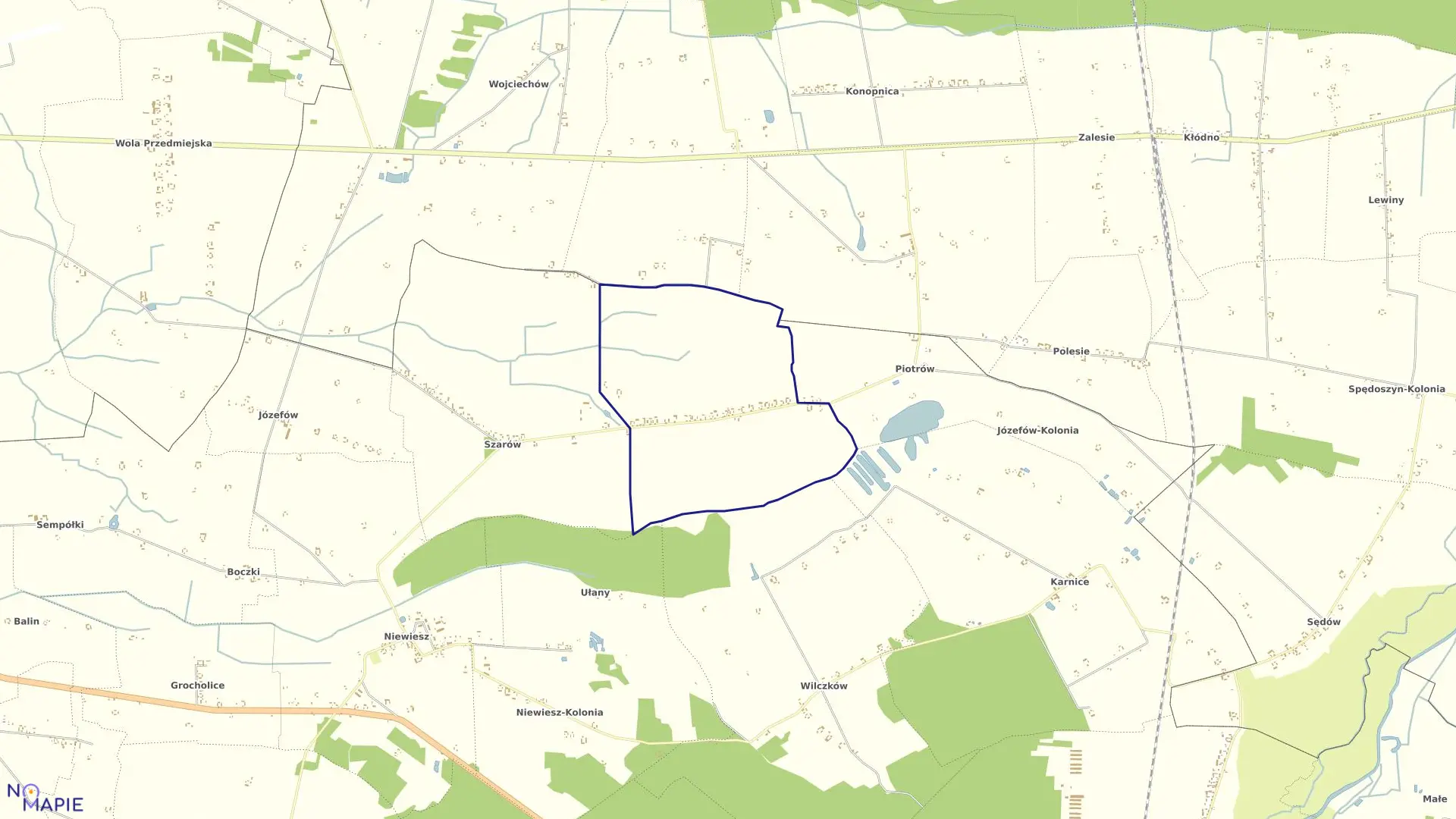 Mapa obrębu KOBYLNIKI w gminie Poddębice