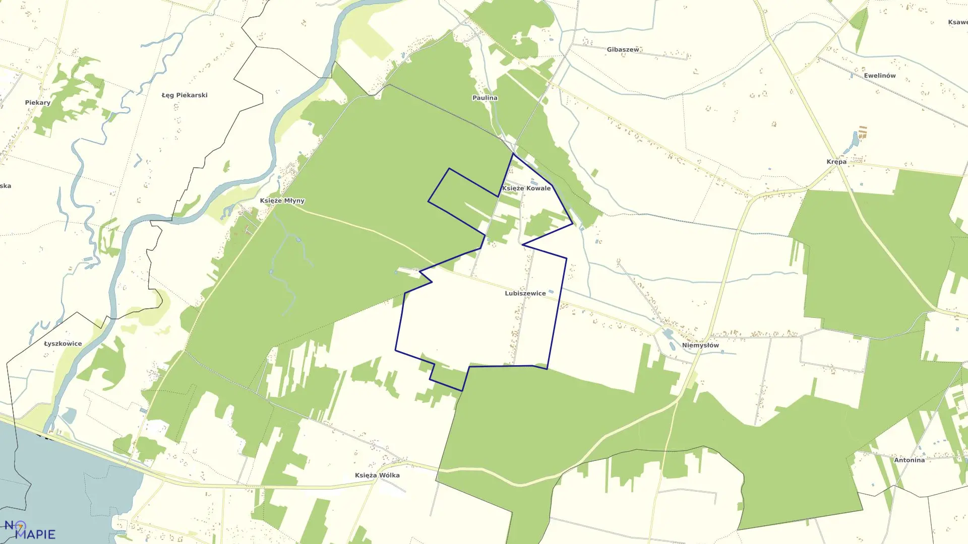 Mapa obrębu LUBISZEWICE w gminie Poddębice